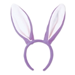 Purple plush headband with bunny ears. 