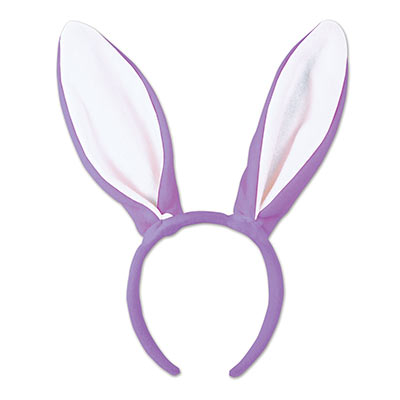 Purple plush headband with bunny ears. 