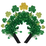 Sparkle Shamrock Headband (Pack of 6) shamrock headband, sparkle shamrock accessory, St. Patrick’s Day headband, glitter shamrock headband, green tinsel headband, St. Patrick’s Day party favors, shamrock costume accessories