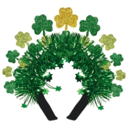 Sparkle Shamrock Headband (Pack of 6) shamrock headband, sparkle shamrock accessory, St. Patrick’s Day headband, glitter shamrock headband, green tinsel headband, St. Patrick’s Day party favors, shamrock costume accessories