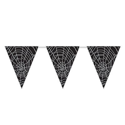 Spider Web Pennant Banner (Pack of 12) Spider Web Pennant Banner, spider web, halloween, decoration, banner, wholesale, inexpensive, bulk