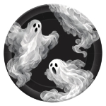Spooky Halloween Dinner Plates (Pack of 96) Halloween dinner plates, ghost plates, spooky paper plates, 9 inch Halloween plates, Halloween tableware, ghost party supplies, Party Express Halloween décor