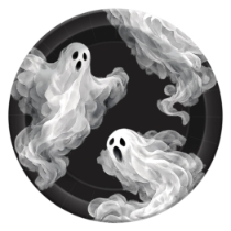 Spooky Halloween Dinner Plates (Pack of 96) Halloween dinner plates, ghost plates, spooky paper plates, 9 inch Halloween plates, Halloween tableware, ghost party supplies, Party Express Halloween décor