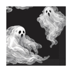 Spooky Halloween Luncheon Napkins (Pack of 192) Halloween luncheon napkins, ghost napkins, spooky lunch napkins, 2 ply Halloween napkins, quarter fold napkins, Halloween tableware, ghost party supplies, Party Express Halloween décor