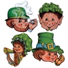 Cartoon designed children faces with St. Patricks Day traditions such as shamrock printed hats.