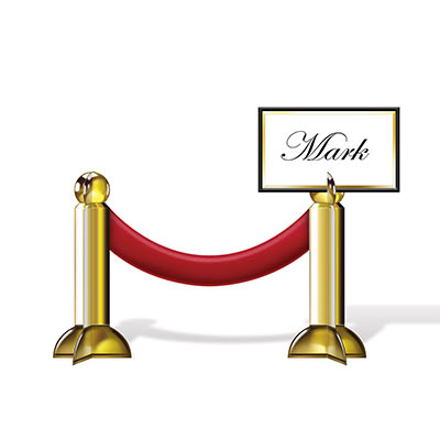 Place cards designed to replicate a stanchion.