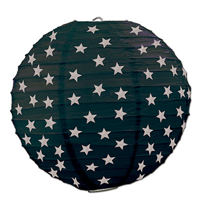 Hanging Black with Silver Star Paper Lantern