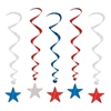 Patriotic Star Whirls with red, silver or blue star icons attached at the bottom.