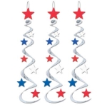 Silver metallic whirl with patriotic colored stars attached.