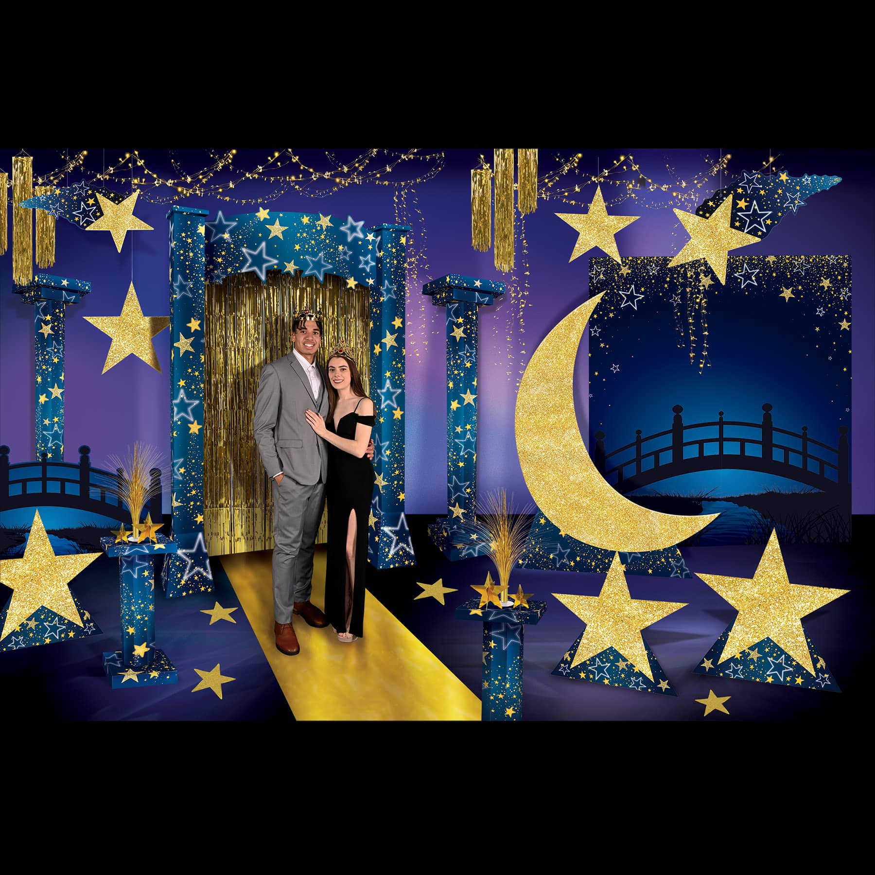 Starry Night Prom Kit (46 Total Pieces Per Kit) starry night prom kit, celestial prom decorations, star themed décor, 3D prom props, star stand-ups, prom decoration kit, night sky party décor, Party Express prom kit