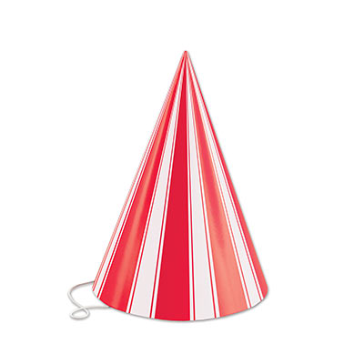 Red and White Striped Cone Hat