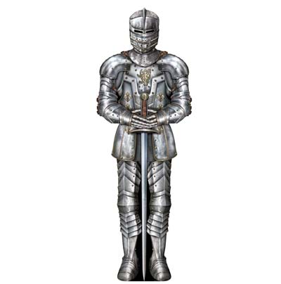 Suit Of Armor Cutout printed on card stock material and stands at attention.