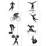 Summer Sports Cutouts of a biker, lifter, runner, swimmer and more.