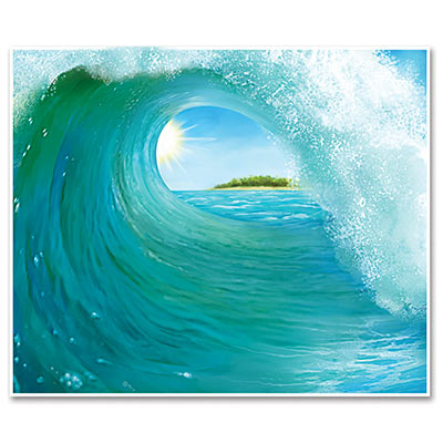 Surf Wave Insta-Mural printed with a big wave on thin plastic material.