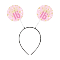 Sweet 16 Boppers (Pack of 12) sweet 16 boppers, sweet sixteen headbands, birthday boppers, gold pink white party accessories, snap-on headband, sweet 16 party favors, Party Express boppers