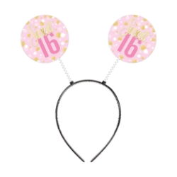 Sweet 16 Boppers (Pack of 12) sweet 16 boppers, sweet sixteen headbands, birthday boppers, gold pink white party accessories, snap-on headband, sweet 16 party favors, Party Express boppers