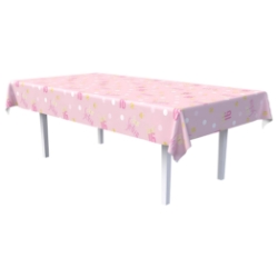 Sweet 16 Tablecover (Pack of 12) sweet 16 tablecover, sweet sixteen tablecloth, gold pink white tablecover, 54 x 108 tablecover, sweet 16 party supplies, milestone birthday decorations, plastic tablecover, Party Express tablecovers, pack of 12 tablecovers