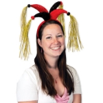 Gold Tasseled Red/Black Headband