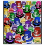 The Great New Year Assortment for 300 New Year's, New Year's Eve, party supplies, party kits, assortment, colorful, multi-colored, party hats, party horns, tiaras, for 300