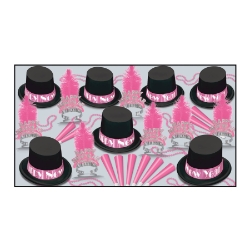 black and pink new years eve party kits for 50 people