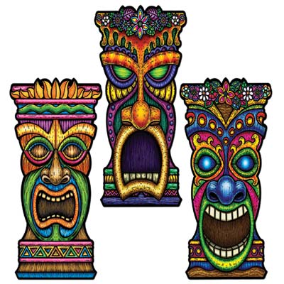 Tiki Cutouts printed with bright colors.