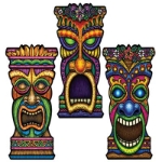 Tiki Cutouts printed with bright colors.