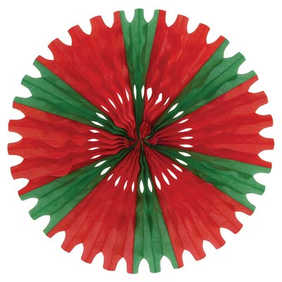 Tissue Fan made of red and green tissue material.