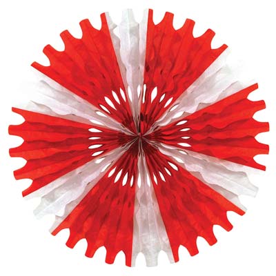 Tissue Fan made of red and white tissue material.