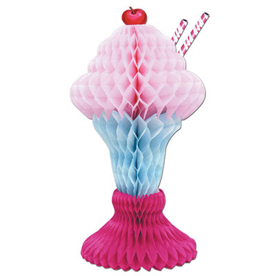 Tissue Ice Cream Sundae with colors to perfectly match 50s decorations.