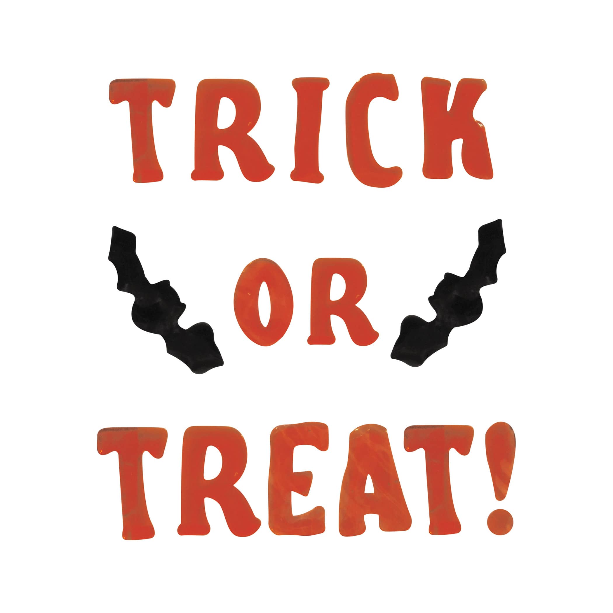 Trick Or Treat Gel Clings (Pack of 12) trick or treat gel clings, Halloween window clings, orange trick or treat décor, black bat decorations, gel cling sheets, Halloween party supplies, reusable window decorations