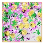 Tropical Breeze Confetti with palm trees, flamingos, and suns