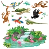 Tropical Props of animals and an oasis printed on thin plastic material.
