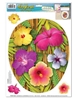 Tropical Toilet Topper Peel N Place with tropical leaves and flowers printed on each piece.