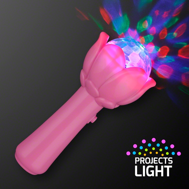 Tulip Flower Light Projecting Disco Wand (Pack of 12) tulip disco wand, flower LED wand, light projecting wand, rotating LED party wand, kids disco wand, spring party favors, light up flower wand, LED tulip toy, Party Express light wand, glowing party accessories