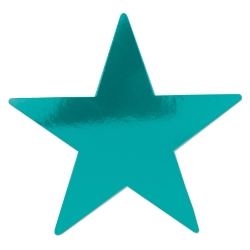 Turquoise Foil Star Cutout (Pack of 36) turquoise foil star cutouts, turquoise star decorations, foil star party décor, 9-inch star cutouts, New Year’s Eve decorations, party wall décor, turquoise party supplies, bulk star cutouts, event decorations, Party Express star cutouts