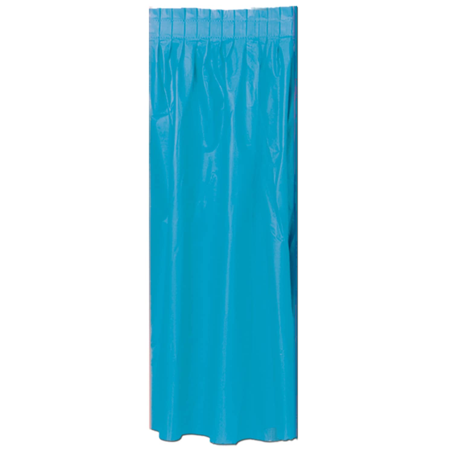 Turquoise Plastic Table Skirting (Pack of 6) turquoise table skirting, plastic table skirt, embossed vinyl table skirt, turquoise party decorations, banquet table skirting, Party Express table décor, turquoise event table cover, plastic table fringe