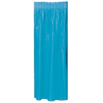 Turquoise Plastic Table Skirting (Pack of 6) turquoise table skirting, plastic table skirt, embossed vinyl table skirt, turquoise party decorations, banquet table skirting, Party Express table décor, turquoise event table cover, plastic table fringe