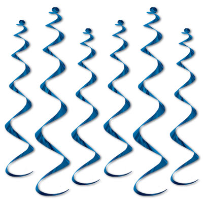 Blue metallic whirls for ceiling decoration.