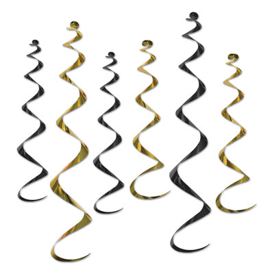Metallic black and gold whirls for ceiling decoration.