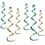 Metallic green and gold whirls for ceiling decoration.
