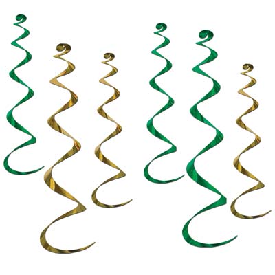Metallic green and gold whirls for ceiling decoration.