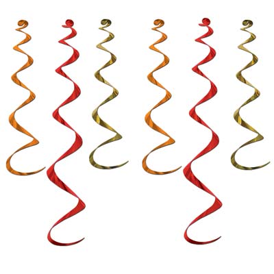 Metallic green, gold, and orange whirls for ceiling decoration.