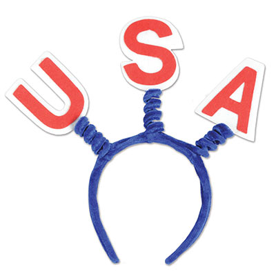 Red, White and Blue Springy USA Headband