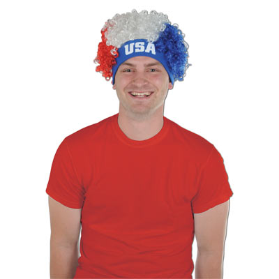 Red, White and Blue USA wig to be Patriotic 