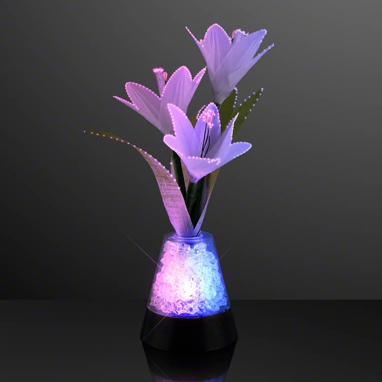 USB Fiber Optic Flowers and Light Gems Centerpiece (Pack of 10) fiber optic centerpiece, USB light up centerpiece, LED table décor, color changing centerpiece, wedding LED décor, battery or USB centerpiece, glow party decorations, Party Express centerpiece