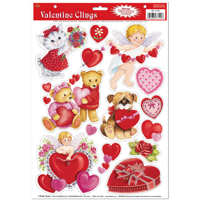 Assorted Valentine's Clings for Valentine's Day