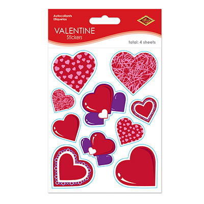 Assorted Hearts and colors Valentine's day Stickers 