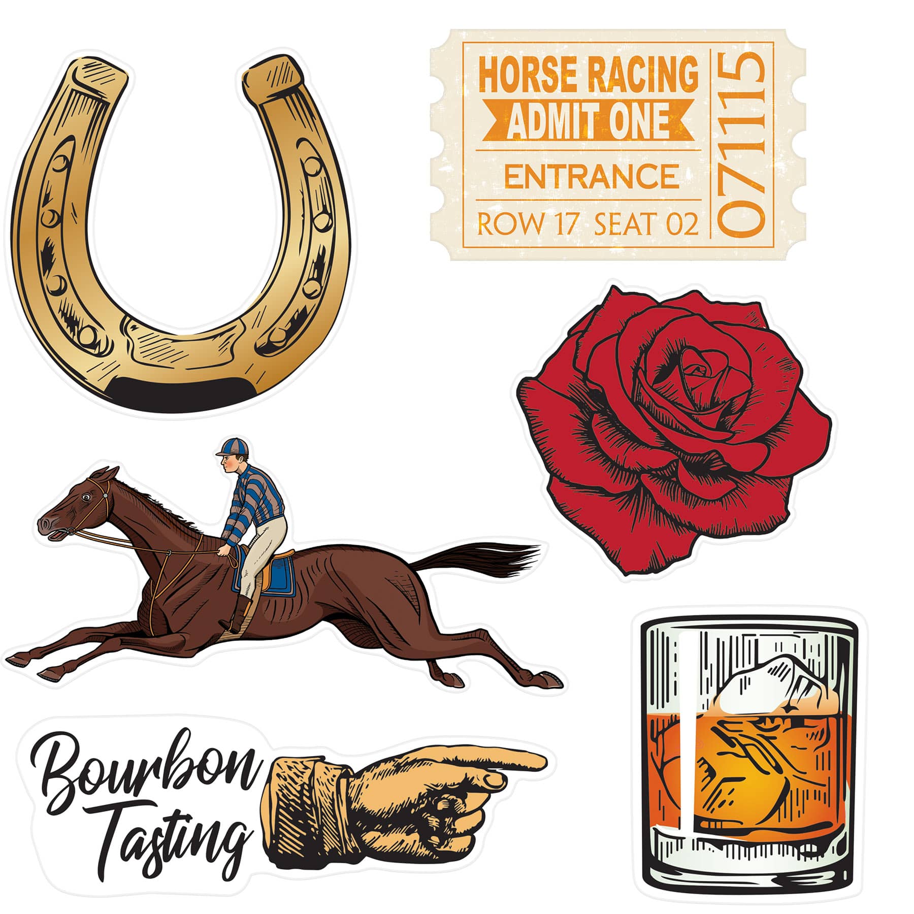Vintage Horse Racing Mini Cutouts