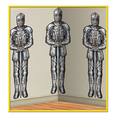 Wall Of Knights Backdrop of knights standing at attention  printed on thin plastic material.