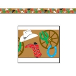 Western Party Tape with cowboy hat, wagon wheel, and boots 